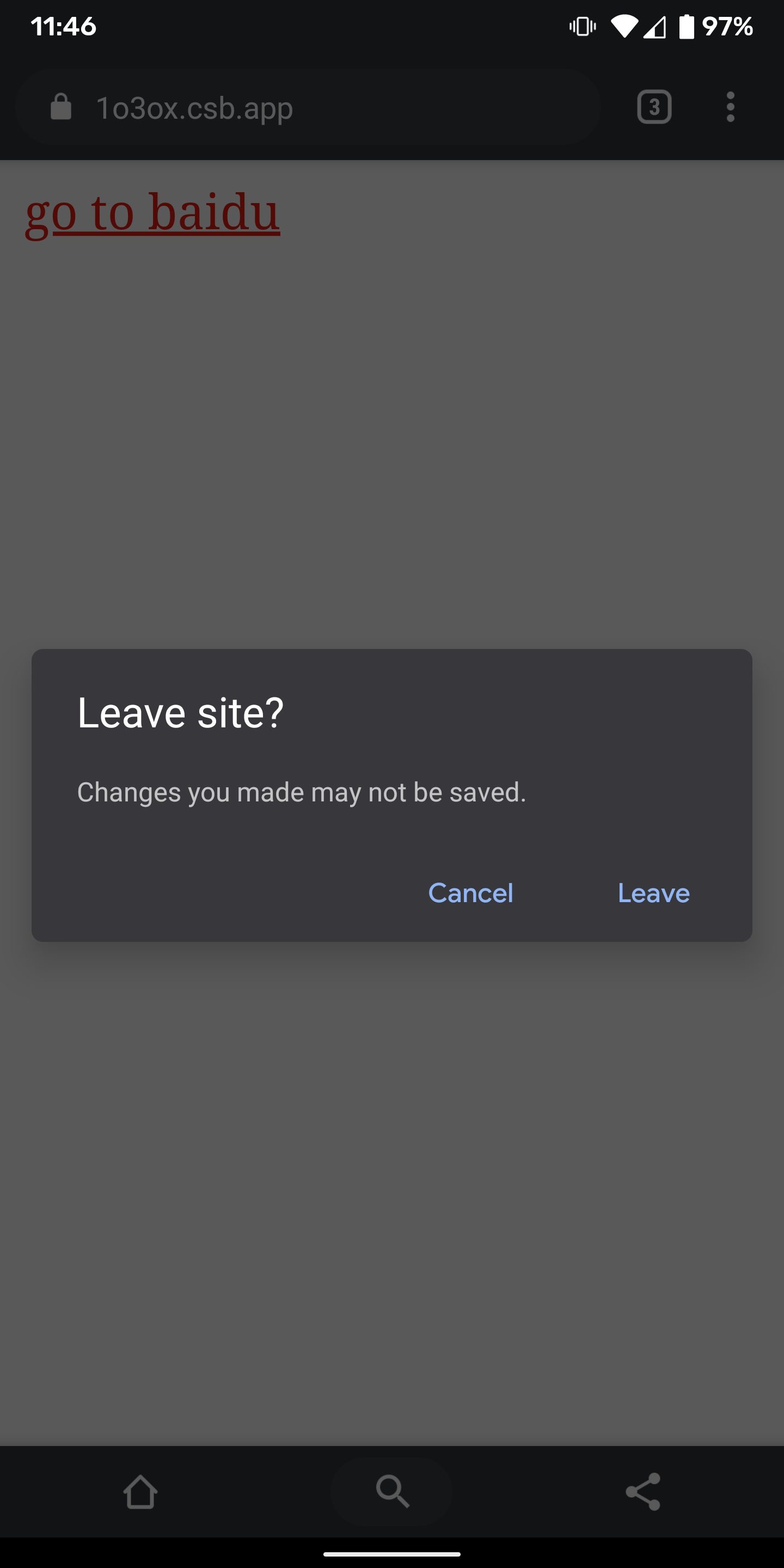 Leave page prompt in Android Chrome